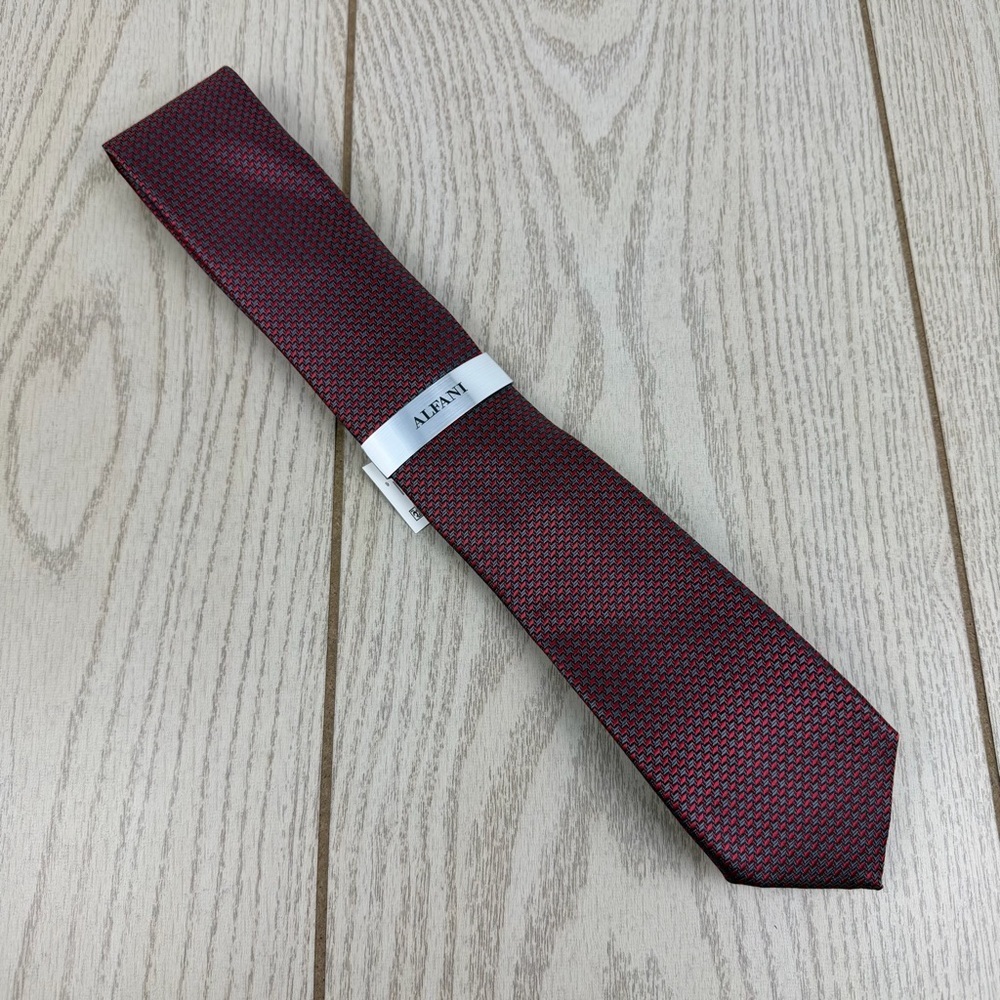 744 Alfani Men's Tie Acton Mini 020 Grey & Red $55 Polyester